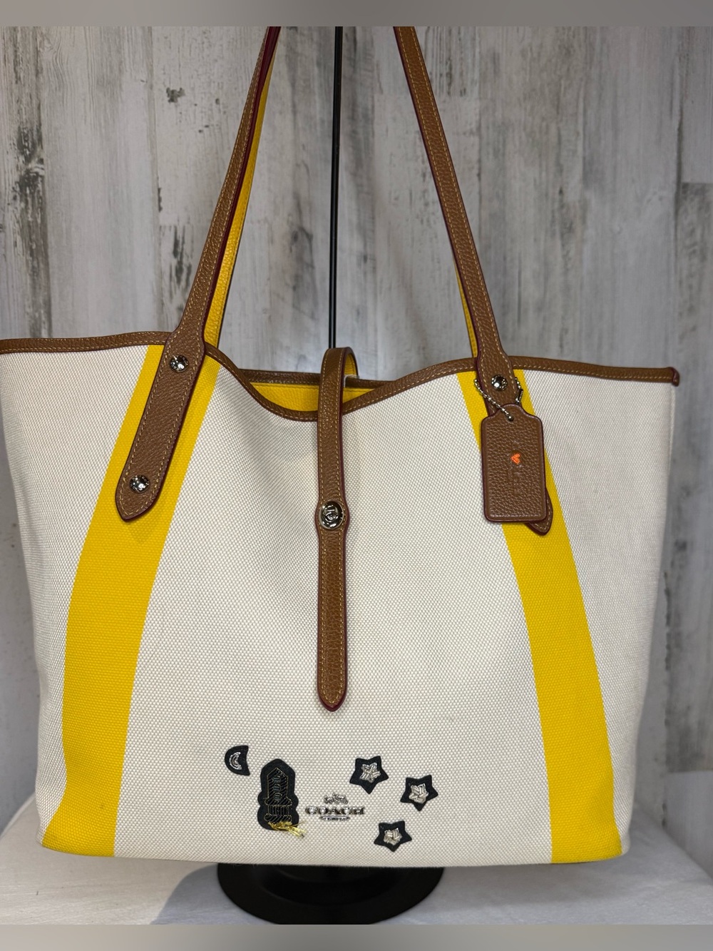 Coach Canvas Souvenir Market Tote W/Brown Leather Trim 16’ 57076 Lmtd Edition
